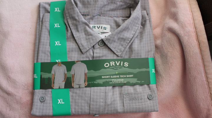Orvis Short Sleeve Tech Shirt Men’s XL/EG Grey Plaid UPF 30+ Quick Dry