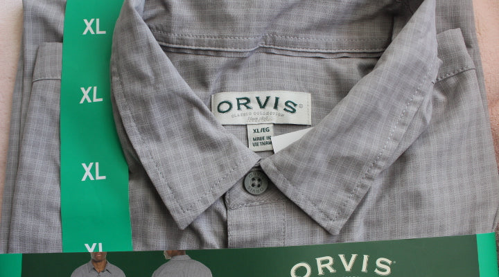 Orvis Short Sleeve Tech Shirt Men’s XL/EG Grey Plaid UPF 30+ Quick Dry