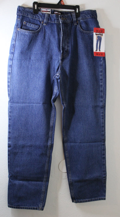 Kirkland Signature Men's Jeans Size 38x30 Straight Fit, Stretch, Blue, New
