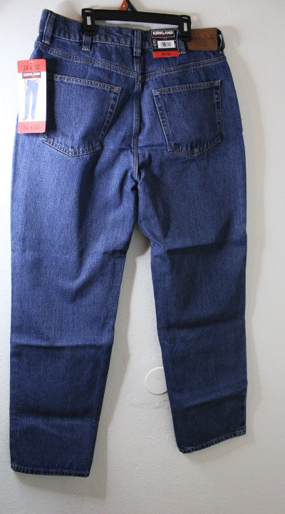 Kirkland Signature Men's Jeans Size 38x30 Straight Fit, Stretch, Blue, New