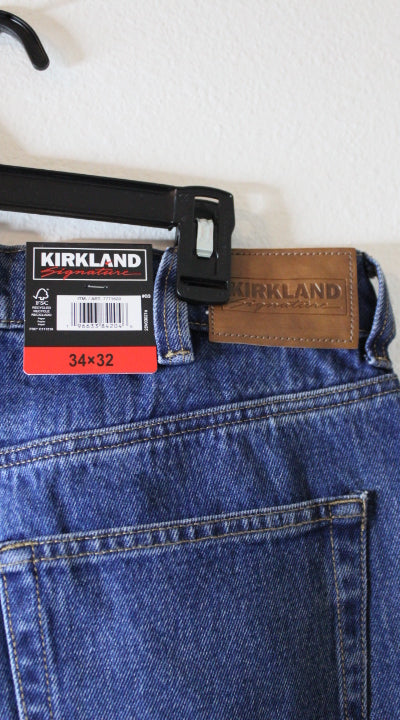 Kirkland Signature Men's Jeans Size 38x30 Straight Fit, Stretch, Blue, New